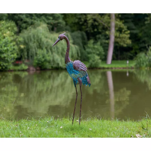 Kócsag figura fémből "Heron
