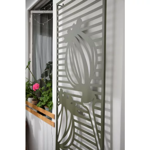 Fém panel, dekoratív motívumokkal Deco panel Puppy olivazöld 0,6x1,5 m