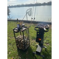 Kerti sütő és kályha, tároló állvánnyal