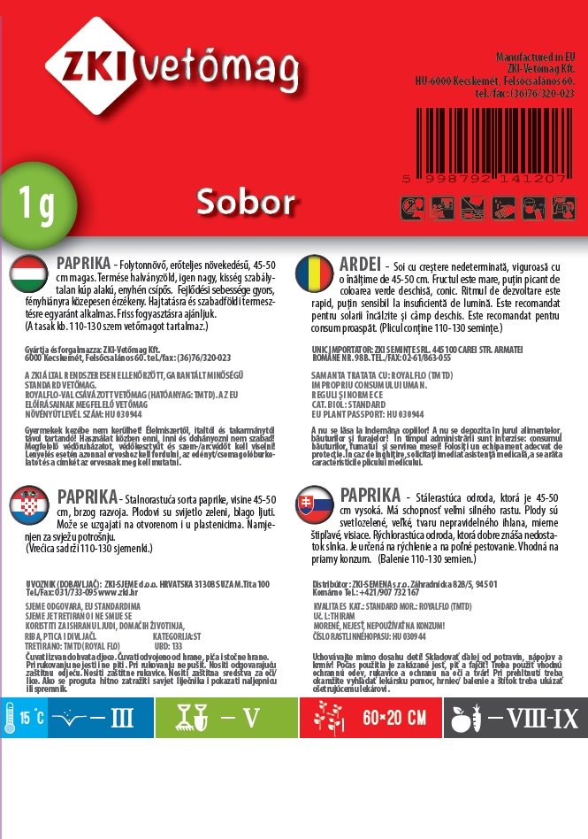 Étkezési paprika Sobor 1g ZKI