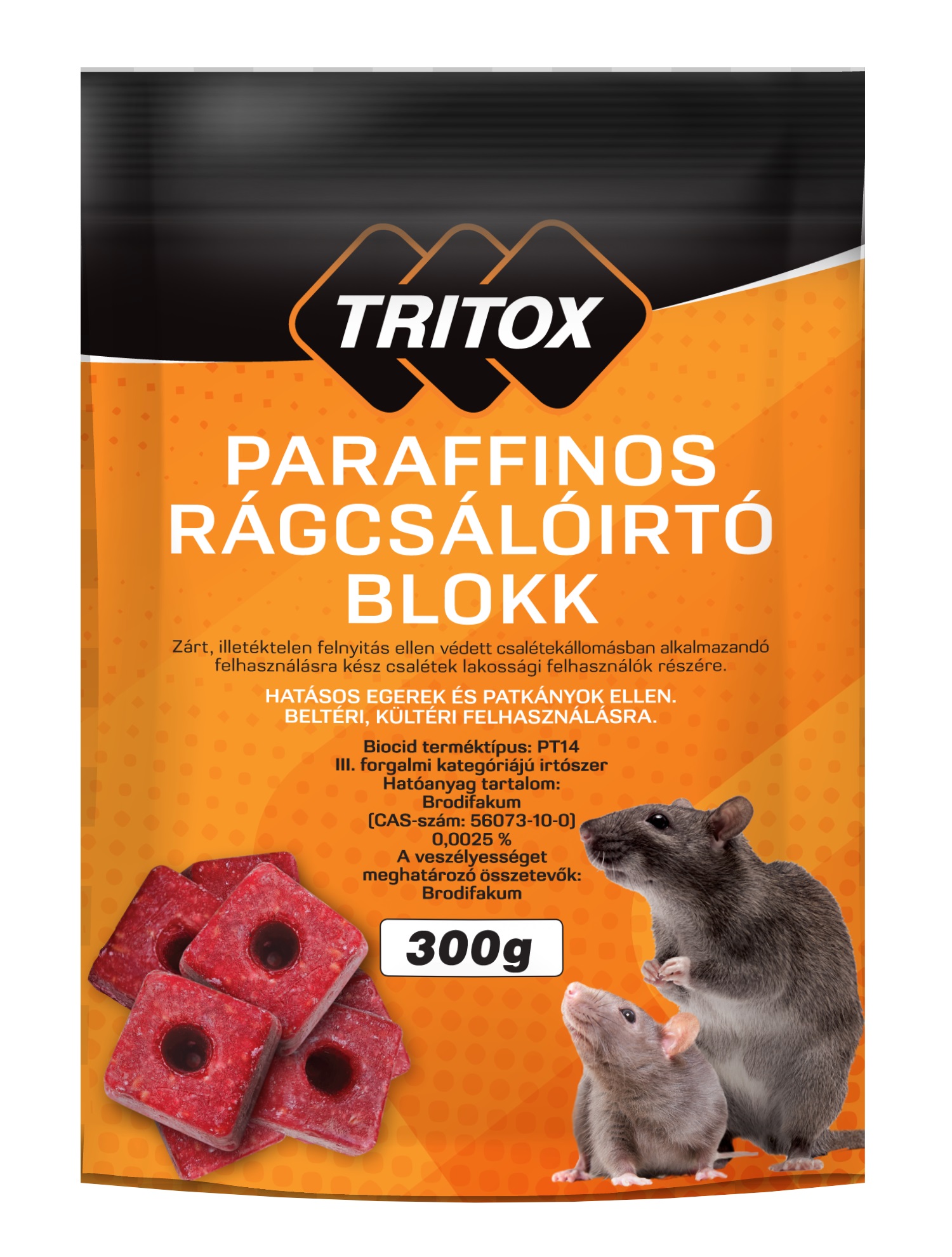 Tritox paraffin rodenticide block 300 g