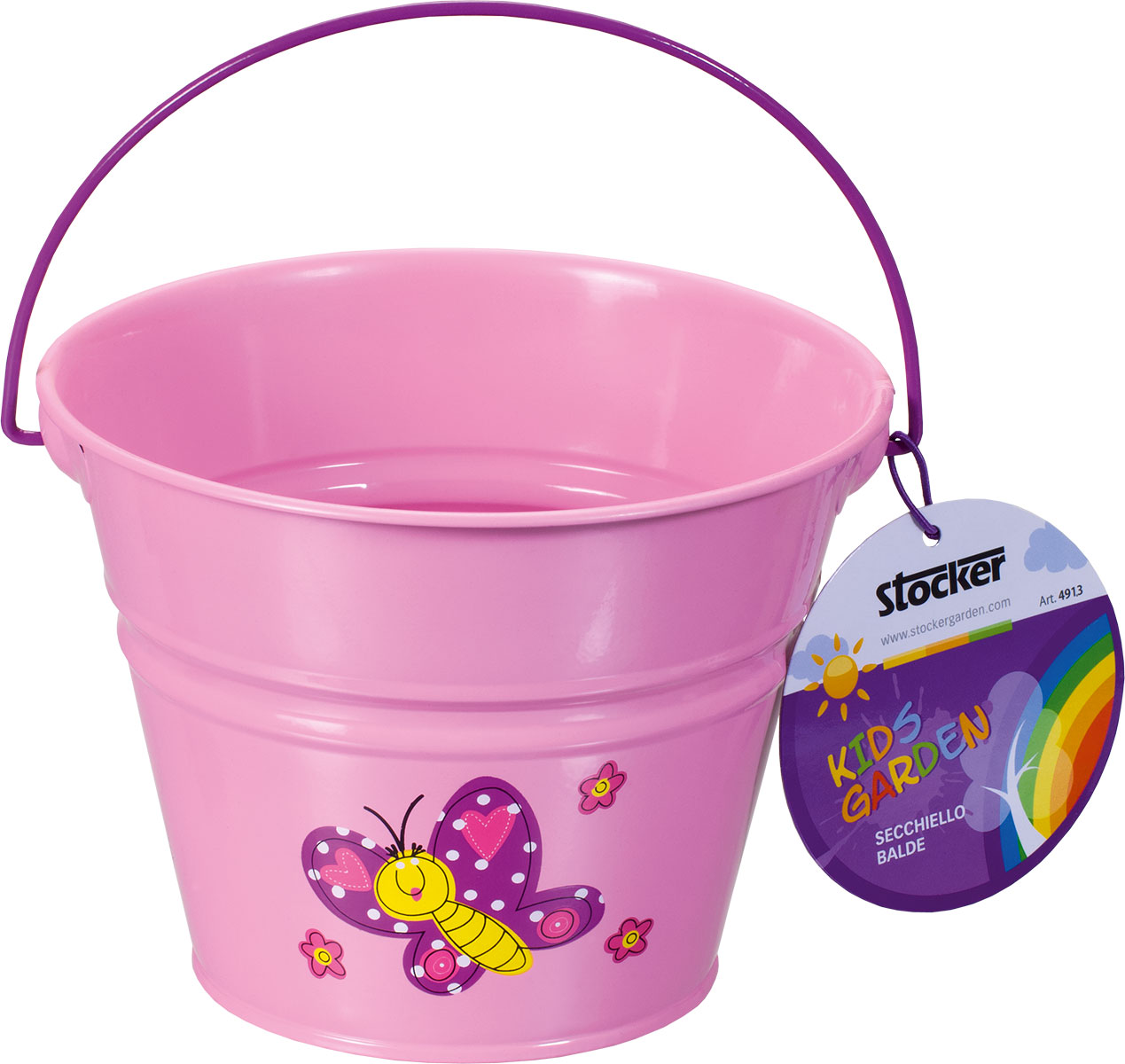 Children's bucket metal pink