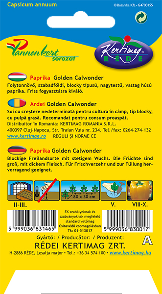 Étkezési paprika Californiai W. sárga 1g