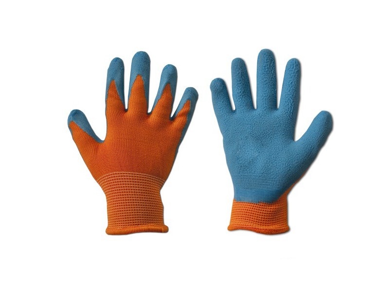 Kids garden gloves orange, latex size 4