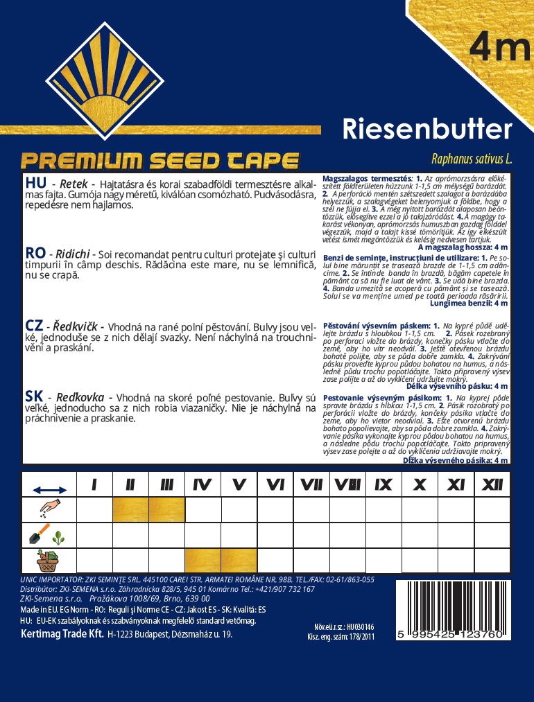 Vetőmagszalag Retek Óriás vaj BK 4m