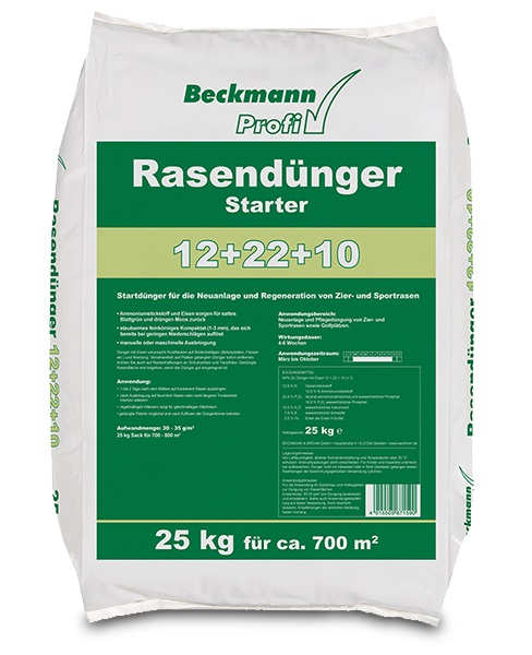 Beckmann lawn fertilizer for sowing grass seeds, for lawn turf planting 12-22-10 10 kg