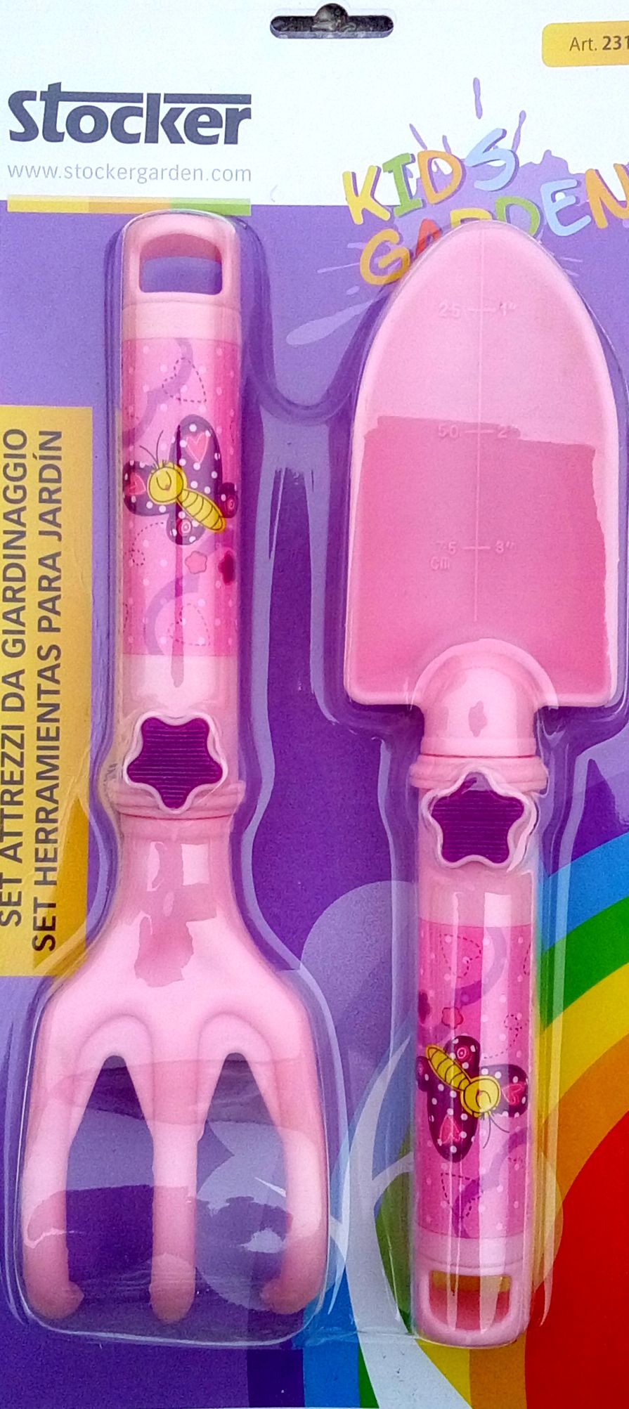 Children's garden tool set of 2 pink