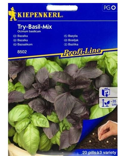 Bazsalikom (Try-Basil-Mix) drazsírozott vetőmag mix Kiepenkerl 20 db mag