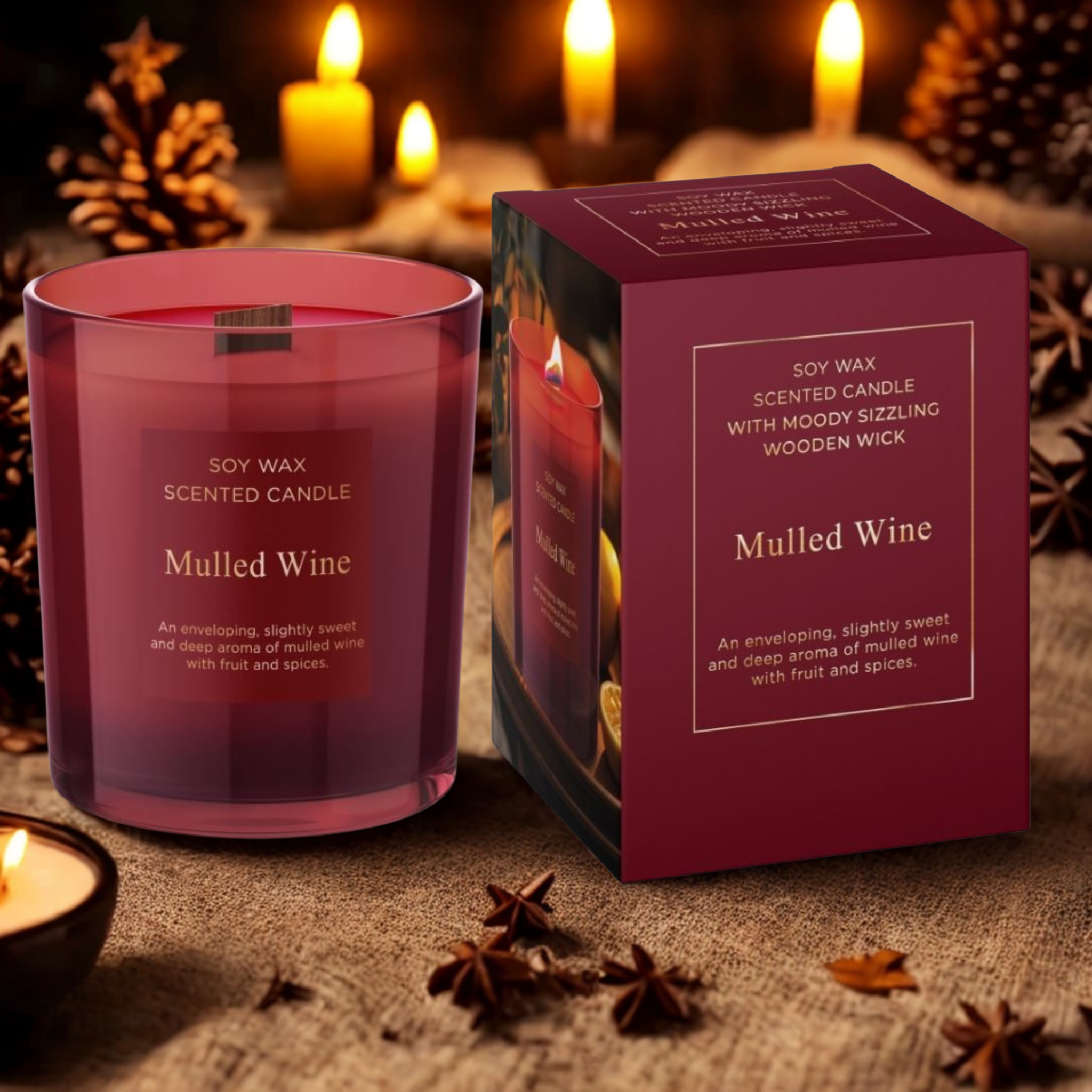 Illatgyertya-Prémium, szójaviaszból Mulled Wine 240 g