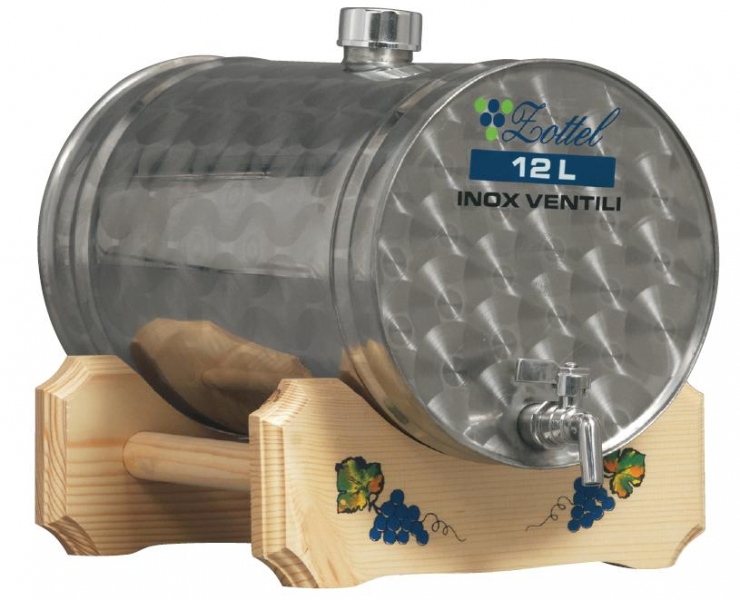 Horizontal tank on wooden stand inox, with spigot 30 l