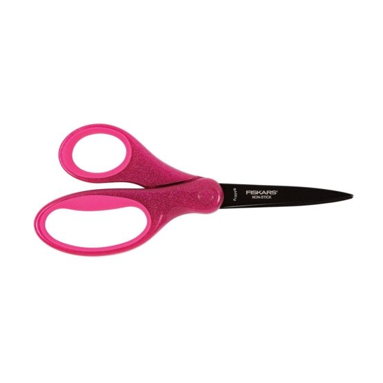 Children's scissors Fiskars with pink glitter, 18 cm
