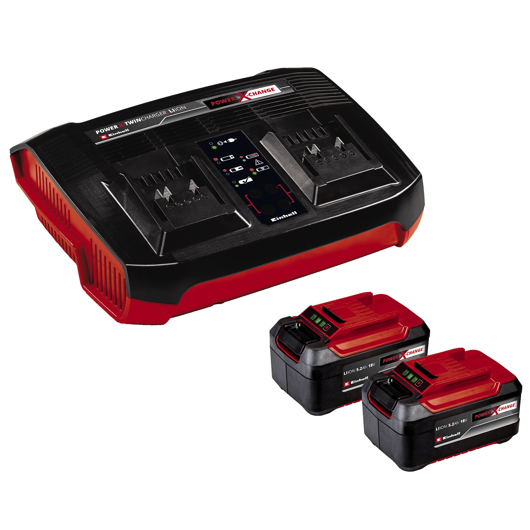 Einhell 2 battery + twin charger set 2x5.2 Ah &amp; Twincharger Kit