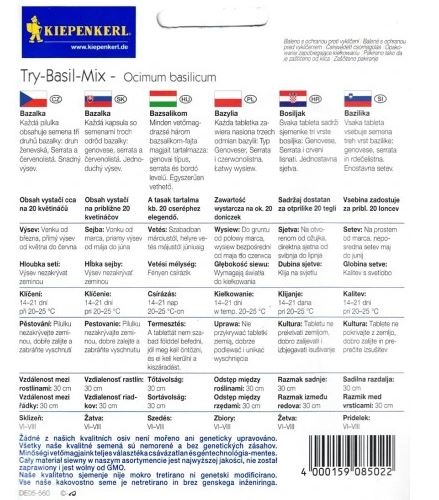 Bazsalikom (Try-Basil-Mix) drazsírozott vetőmag mix Kiepenkerl 20 db mag