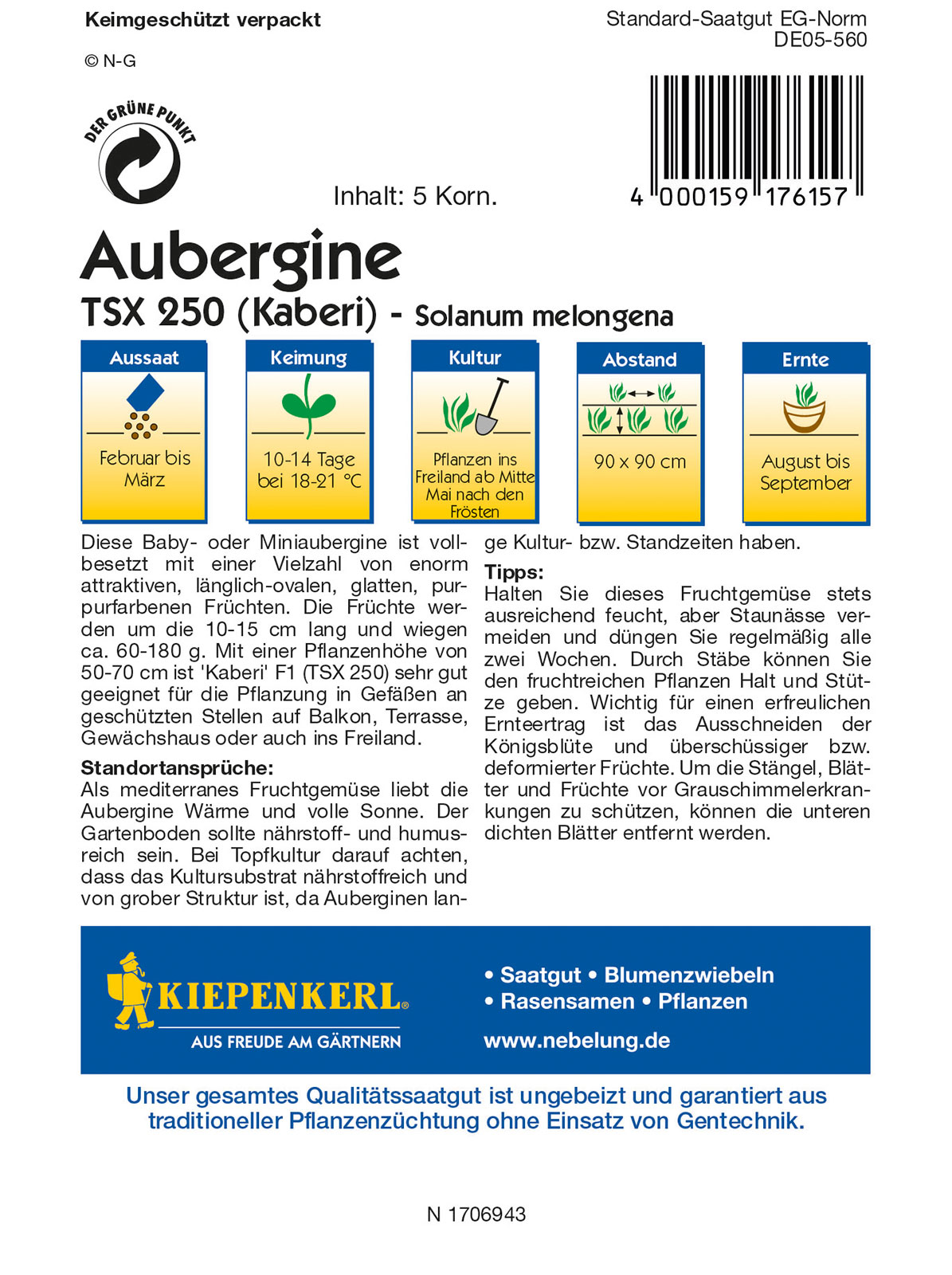 Mini aubergines Kaberi Kiepenkerl 5 pieces