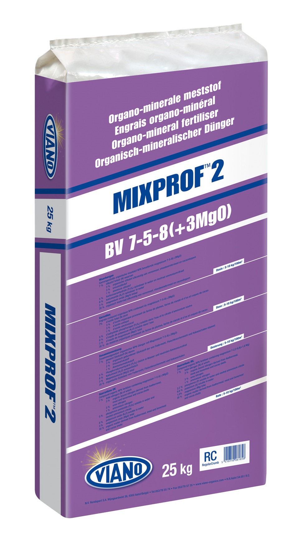 Viano Mixprof 2 szerves trágya örökzöldekhez  7-5-8 +4MgO 25kg