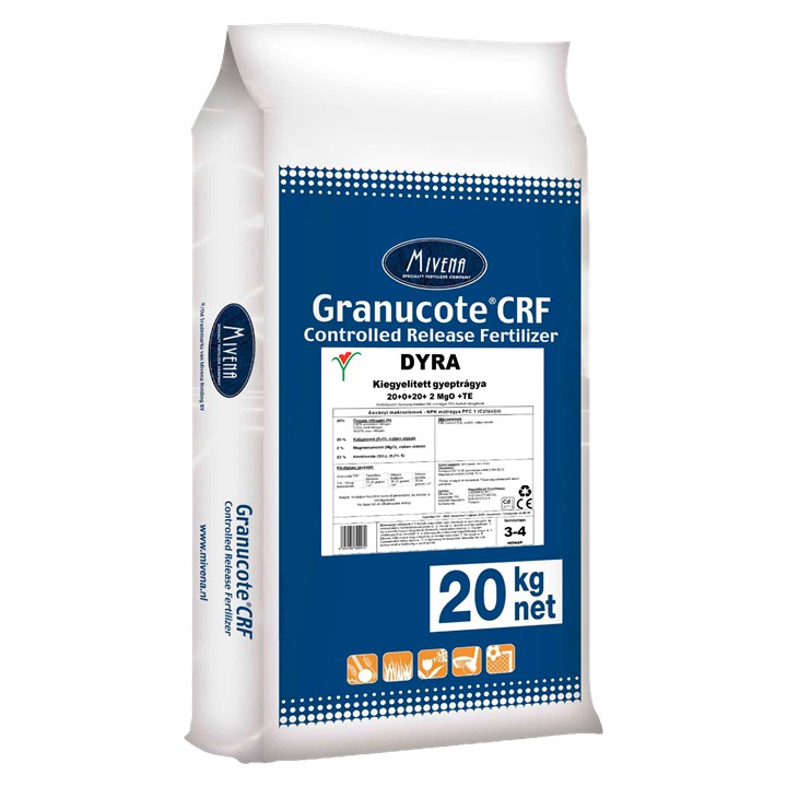 Dyra-Granucote equalized lawn manure 20-0-20+2MgO+Mn 3-4 months 20 kg