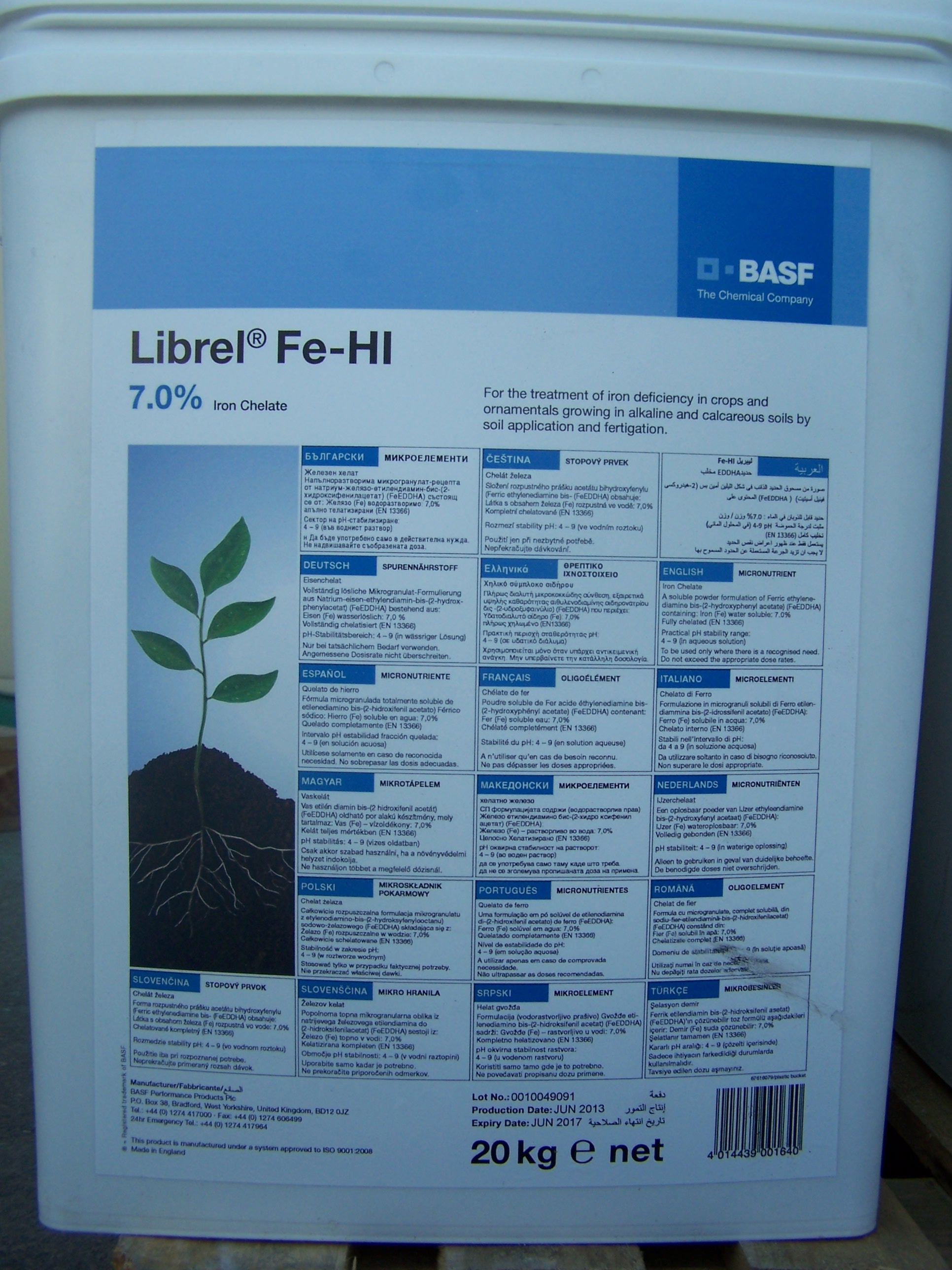 Chelate iron Librel Fe-HI Fe-EDDHA 7% 20 kg