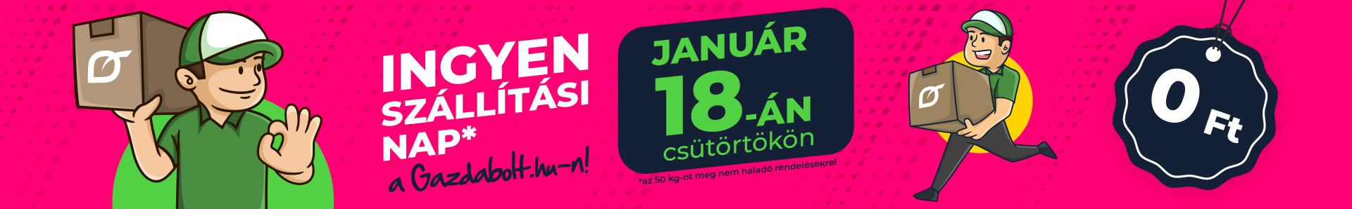 Ingyen szállítás nap a gazdabolt.hu-n 2024. január 18-án!