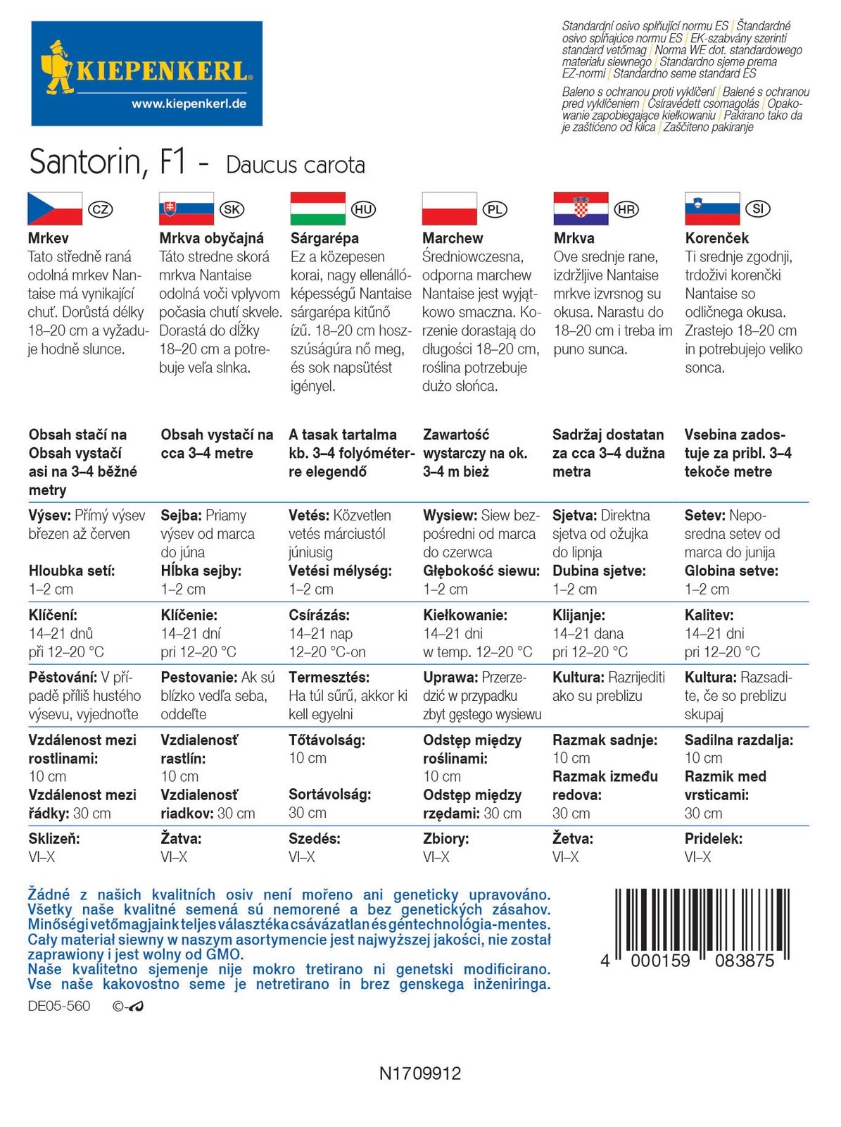 Sárgarépa Santorin F1 3-4 fm Kiepenkerl