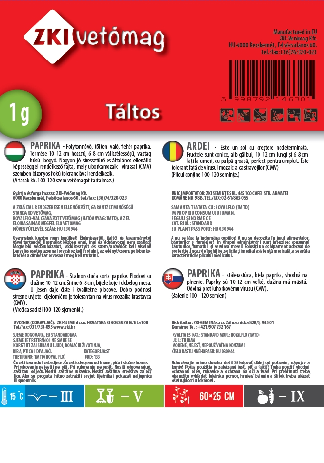 Étkezési paprika Táltos 1g ZKI