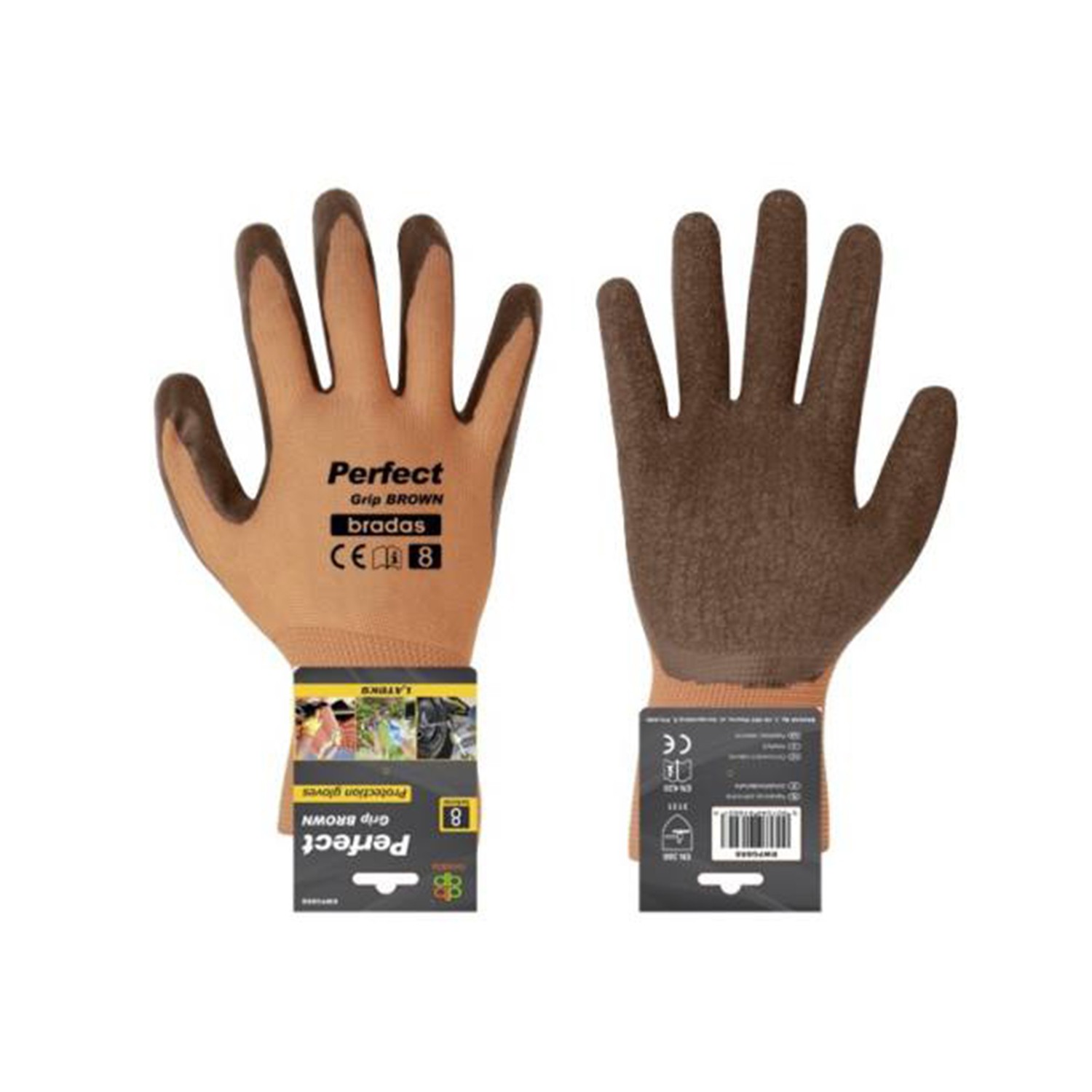 Gardening gloves Perfect grip brown, latex size 9