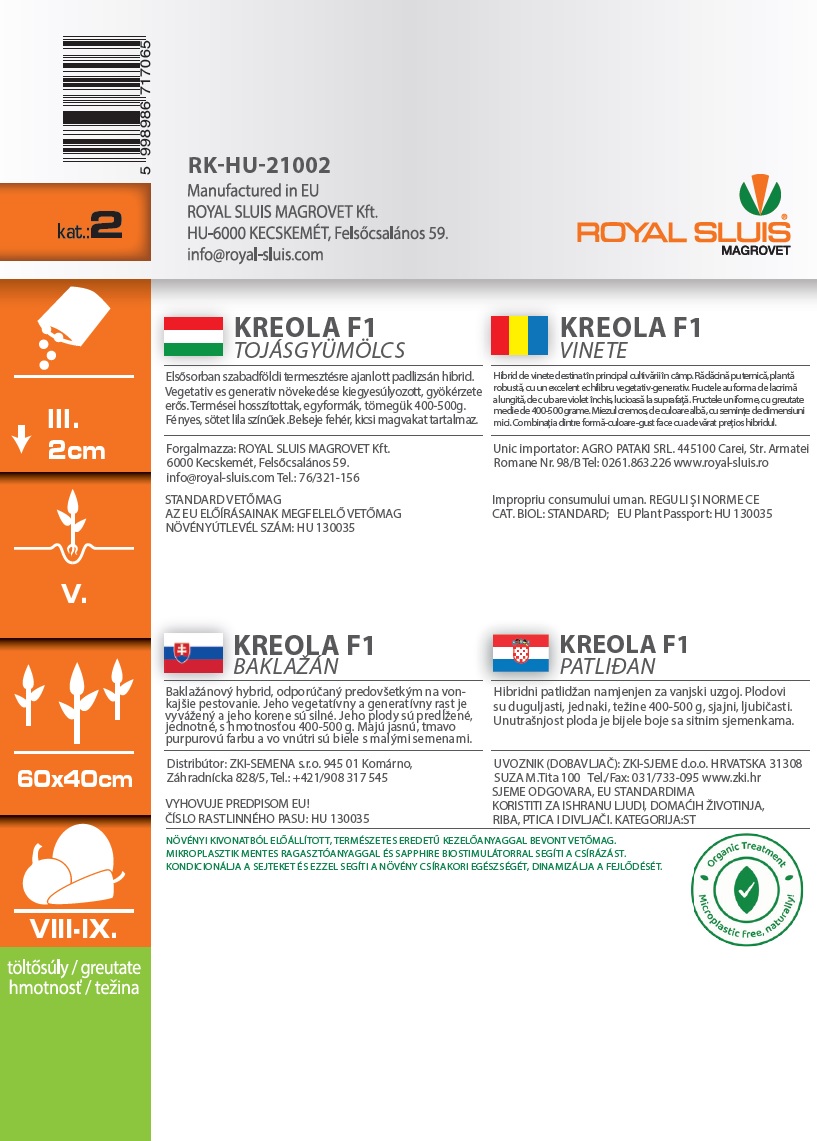 Tojásgyümölcs Kreola 0,5 g Royal Sluis