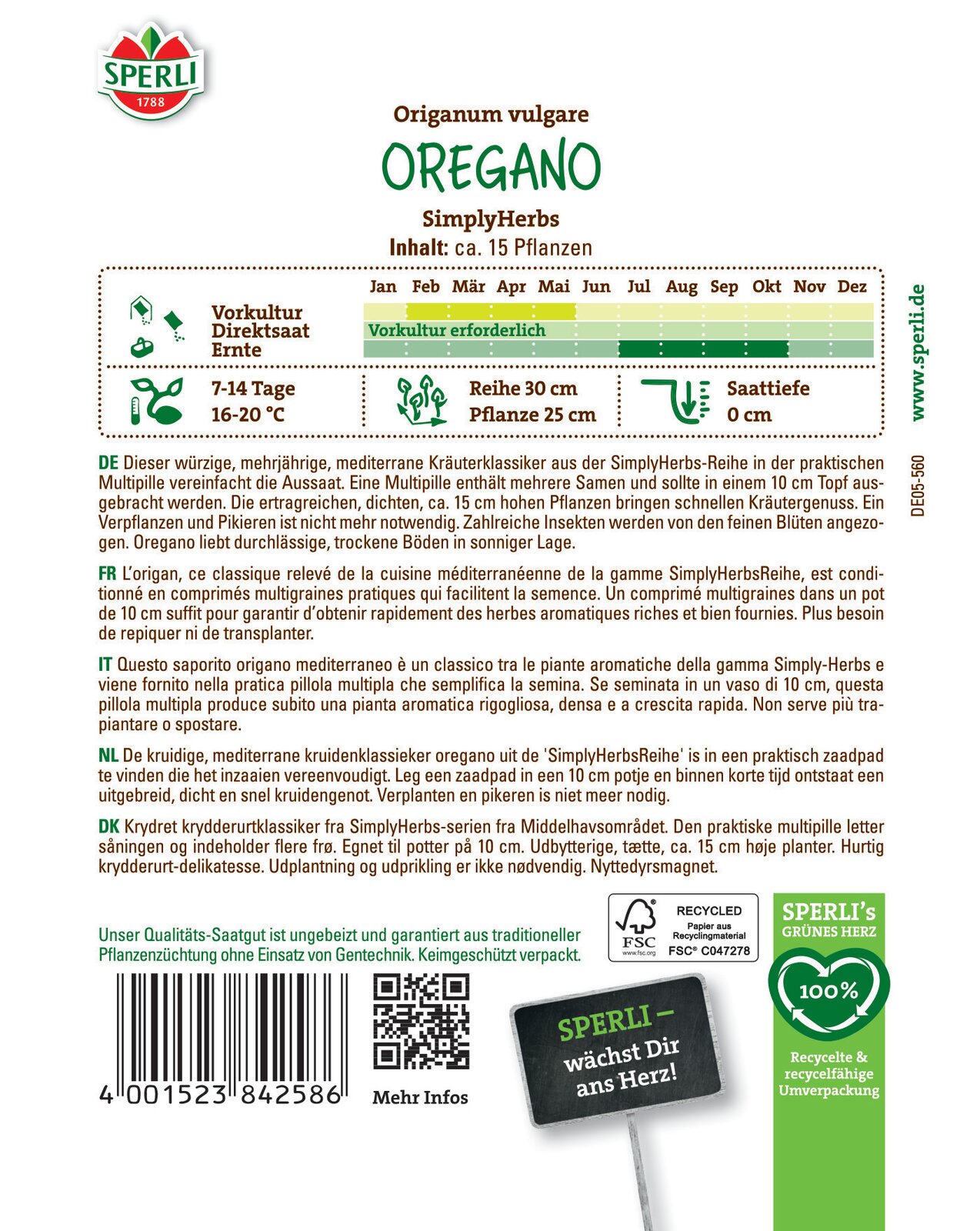 Oregano Trio Drained Seed Simply Herbs 15 seeds Sperli