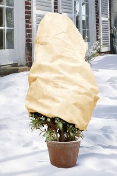 Téli takaró fólia zsinórral, beige átm. 100cmx1,5 m 50g/m2