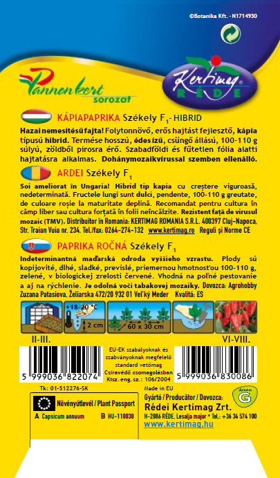Étkezési paprika Székely F1 (kápia) 20 szem