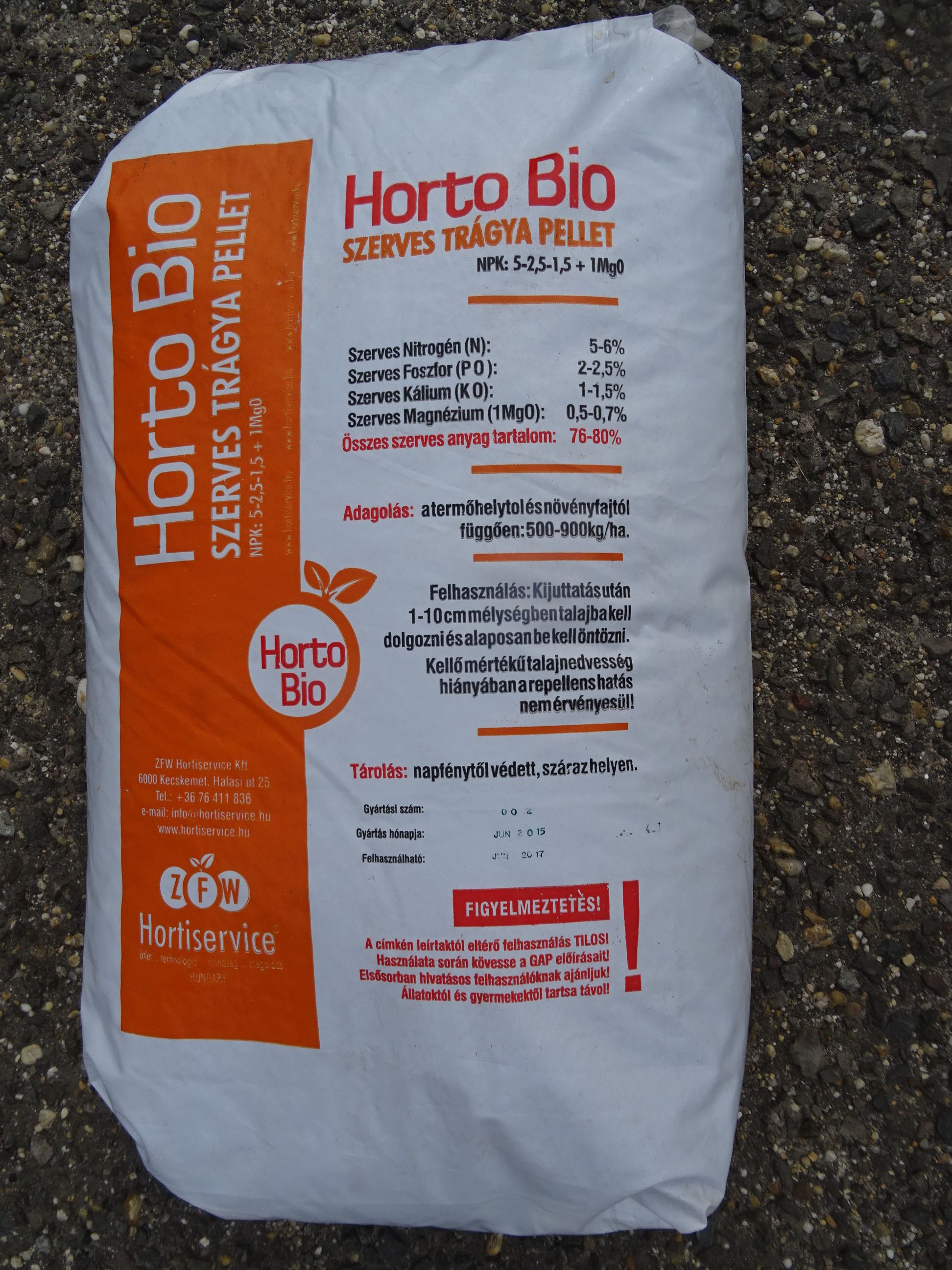 Horto-Biopellet szerves trágya 25 kg
