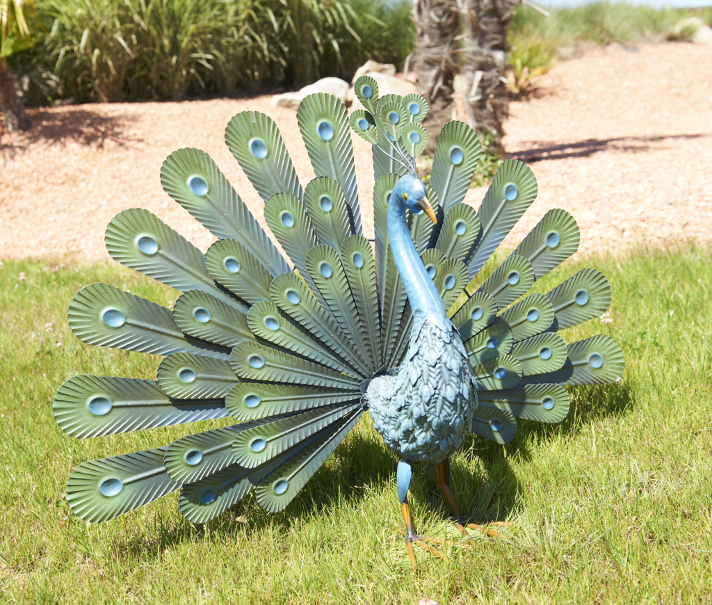 Páva figura fémből "Peacock