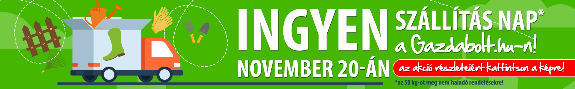 Ingyen szállítás nap a gazdabolt.hu-n 2023. november 20-án!